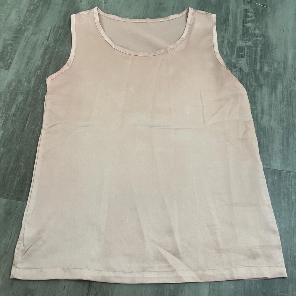 Satin Tank Top Blouse Pink Size Small